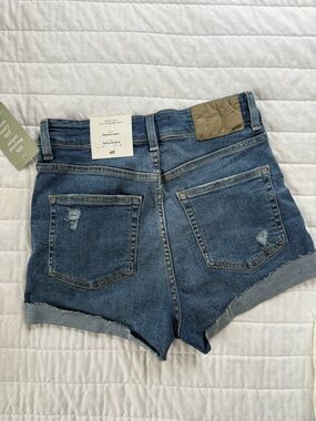 H&M Blue Distressed High-Rise Denim Cutoff Shorts